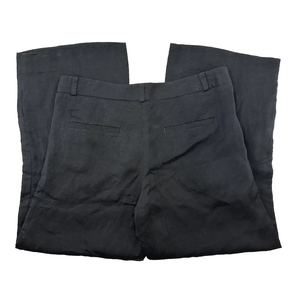 BANANA REPUBLIC Chic Linen Blend Wide Leg Dress‎ Pant Trouser • 4 • black